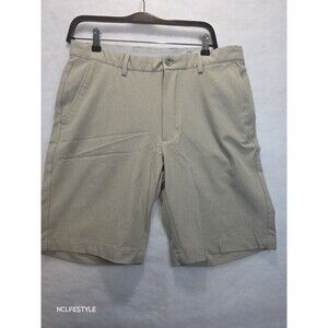 Greg Norman Golf Shorts Beige Flat Front SIZE 34 Stretch